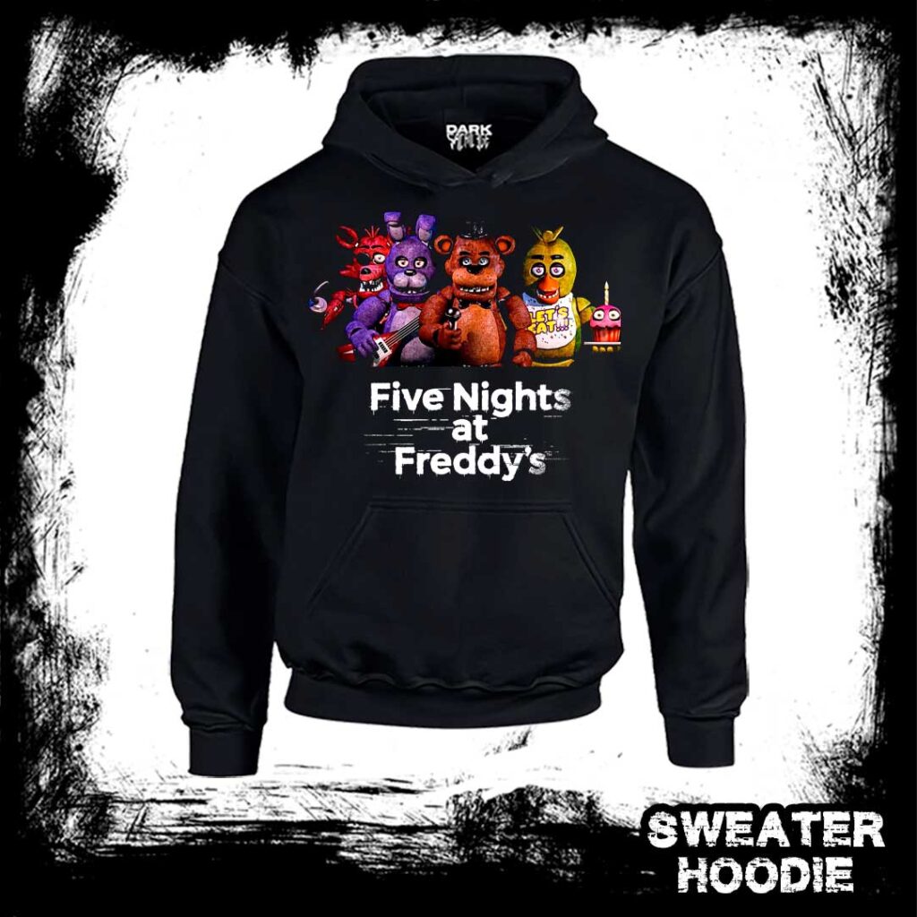 Bioworld Five Nights At Freddy's Group Image In Red Frame Layout Screen Print On Charcoal Heather Tee Xl