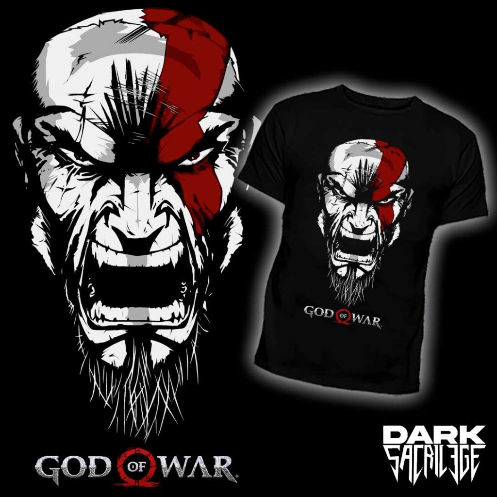 Kratos Face T-shirt, Male, Large, Black main image 1